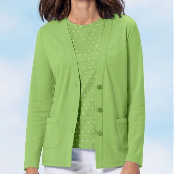 Appleseed's Kate Everyday Lime Knit Cardigan - Picture 1 of 12